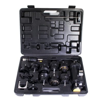 Probador del radiador de refrigeración, 18 piezas de comprobar Fugas, Indicador de la bomba +  Termómetro